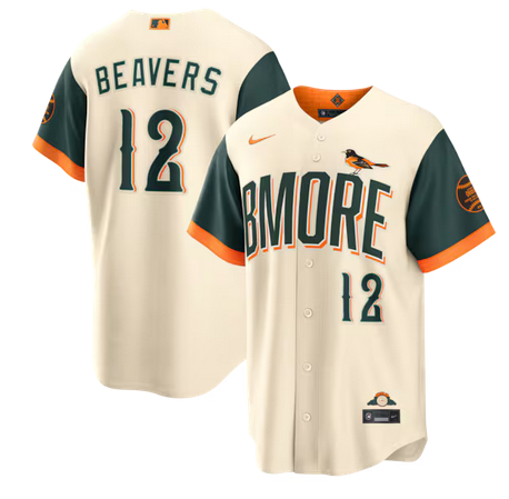 Men Baltimore Orioles #12 Beavers Cream Nike 2026 City Connect Stadium Jersey->baltimore orioles->MLB Jersey